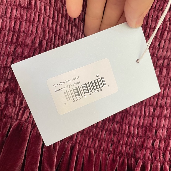 NWT Hill House Ellie Nap Dress Burgundy Silk Blend Velvet Size XS - Picture 7 of 9